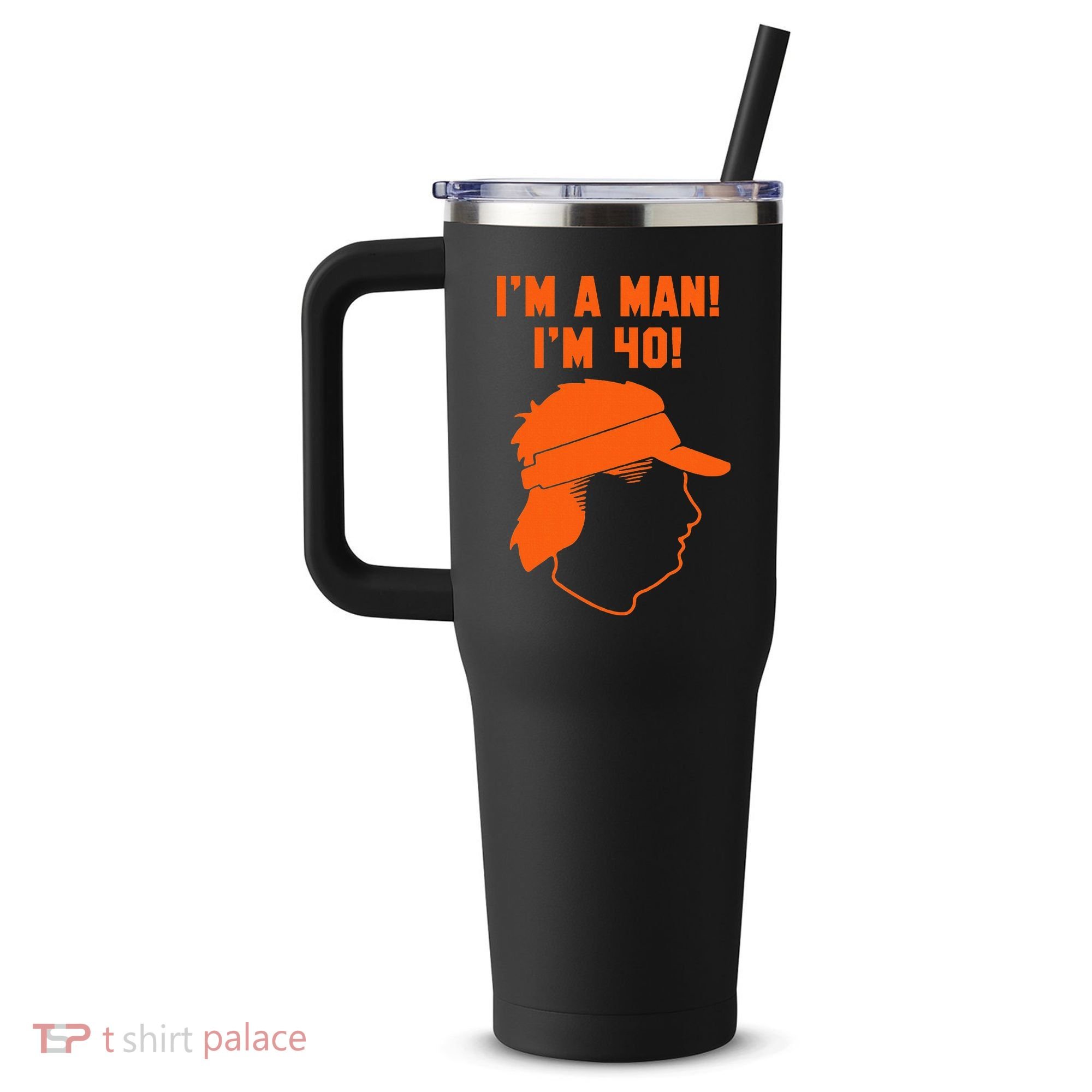 Mike Gundy IM A Man! IM 40! 40oz Vacuum Insulated Stainless Steel Travel Tumbler