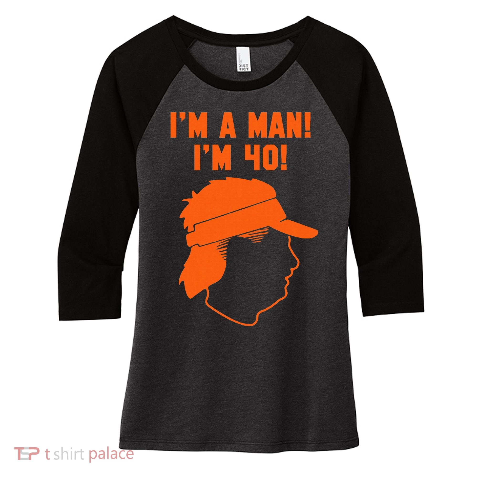 Mike Gundy IM A Man! IM 40! Women's Tri-Blend 3/4-Sleeve Raglan Shirt
