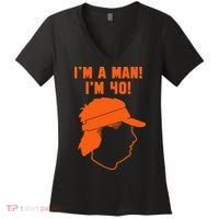 Mike Gundy IM A Man! IM 40! Women's V-Neck T-Shirt thumb 0