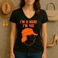 Mike Gundy IM A Man! IM 40! Women's V-Neck T-Shirt thumb 3