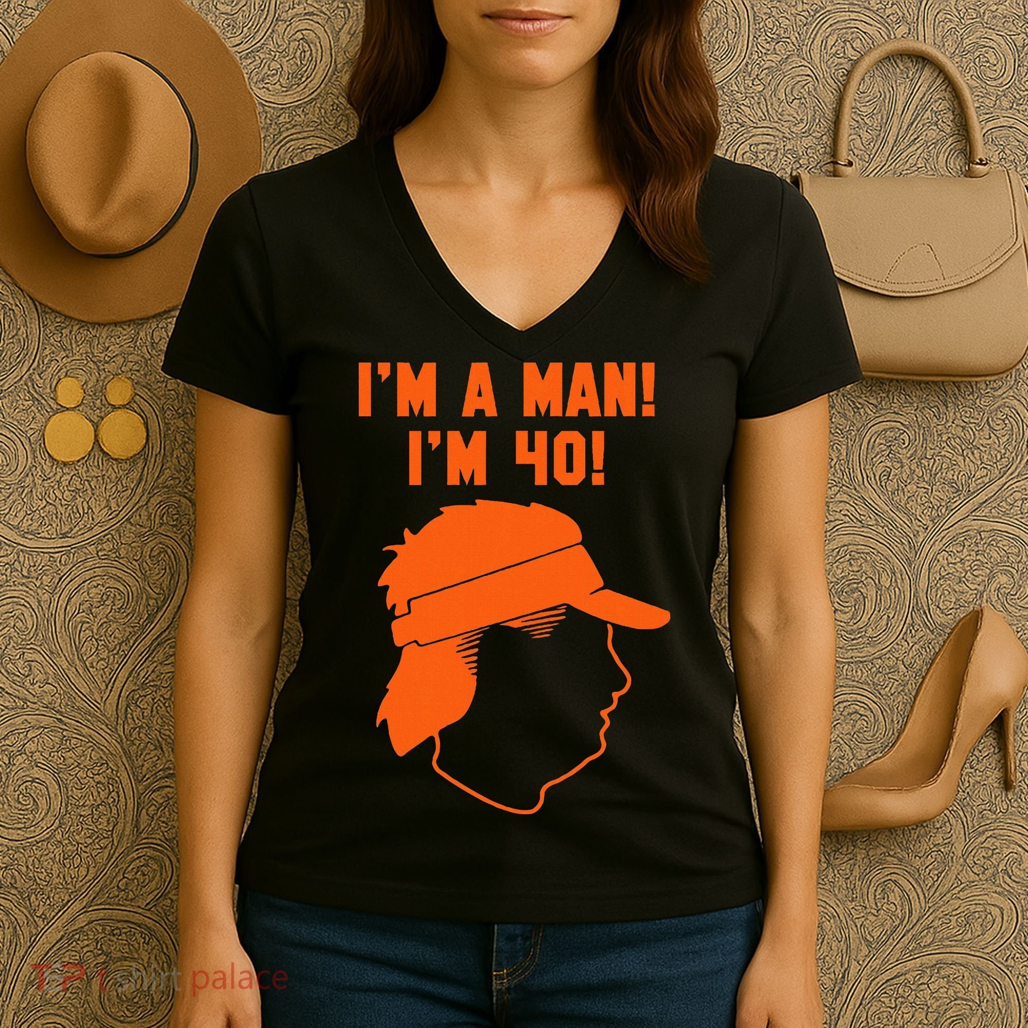 Mike Gundy IM A Man! IM 40! Women's V-Neck T-Shirt