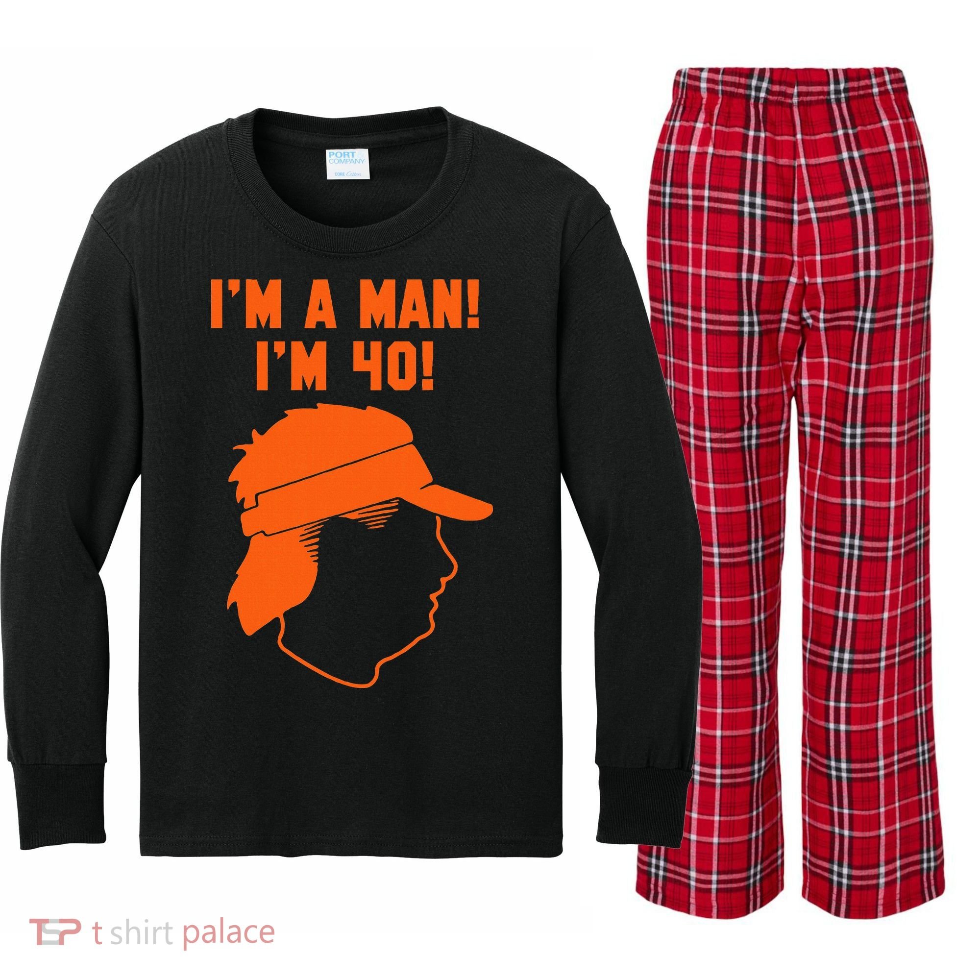 Mike Gundy IM A Man! IM 40! Kids Long Sleeve Plaid Pajama Set