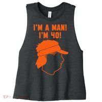 Mike Gundy IM A Man! IM 40! Women's Racerback Cropped Tank thumb 0