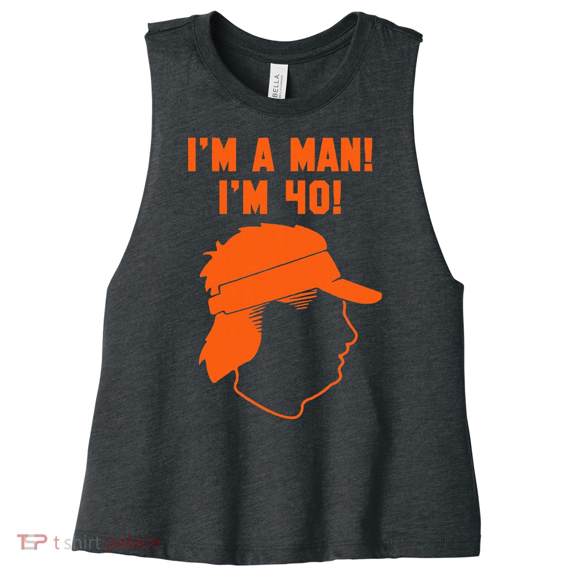 Mike Gundy IM A Man! IM 40! Women's Racerback Cropped Tank