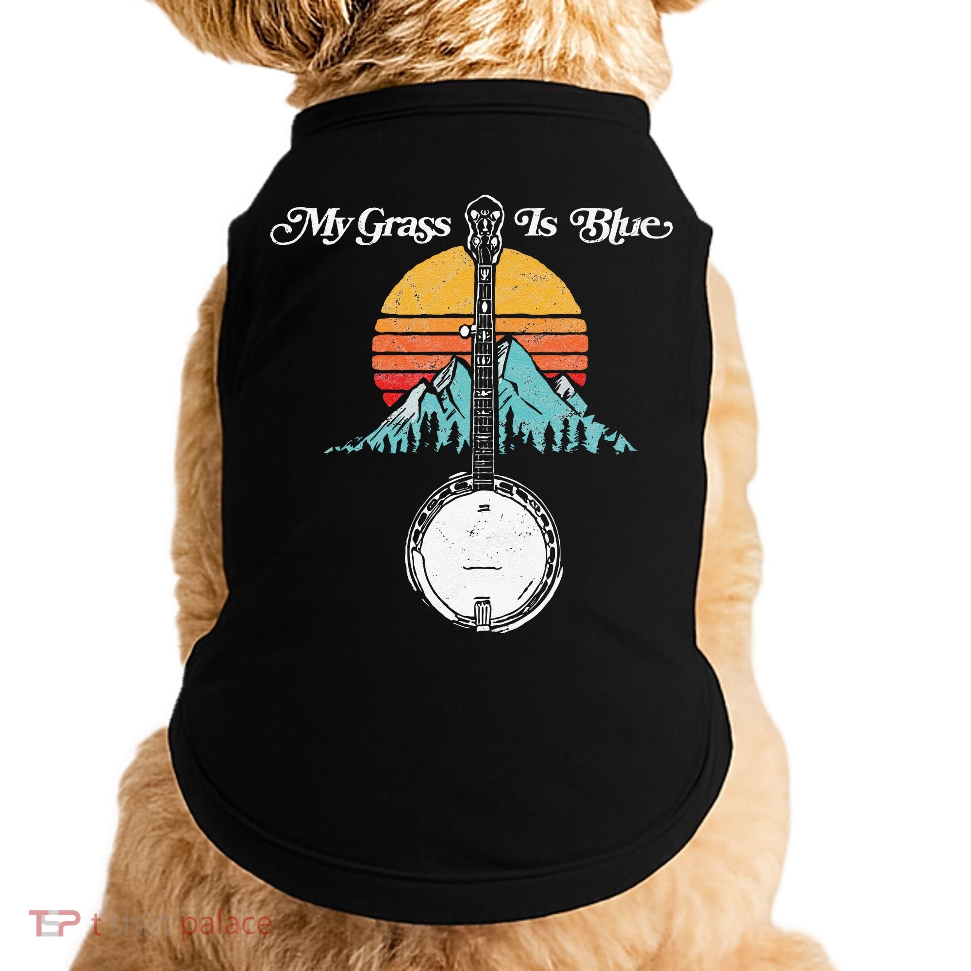 My Grass Is Blue Retro Rocky Mountain Banjo Bluegrass Doggie Tank