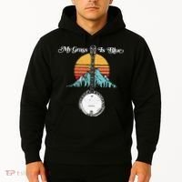 My Grass Is Blue Retro Rocky Mountain Banjo Bluegrass Hoodie thumb 2
