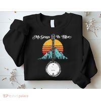 My Grass Is Blue Retro Rocky Mountain Banjo Bluegrass Sweatshirt thumb 2