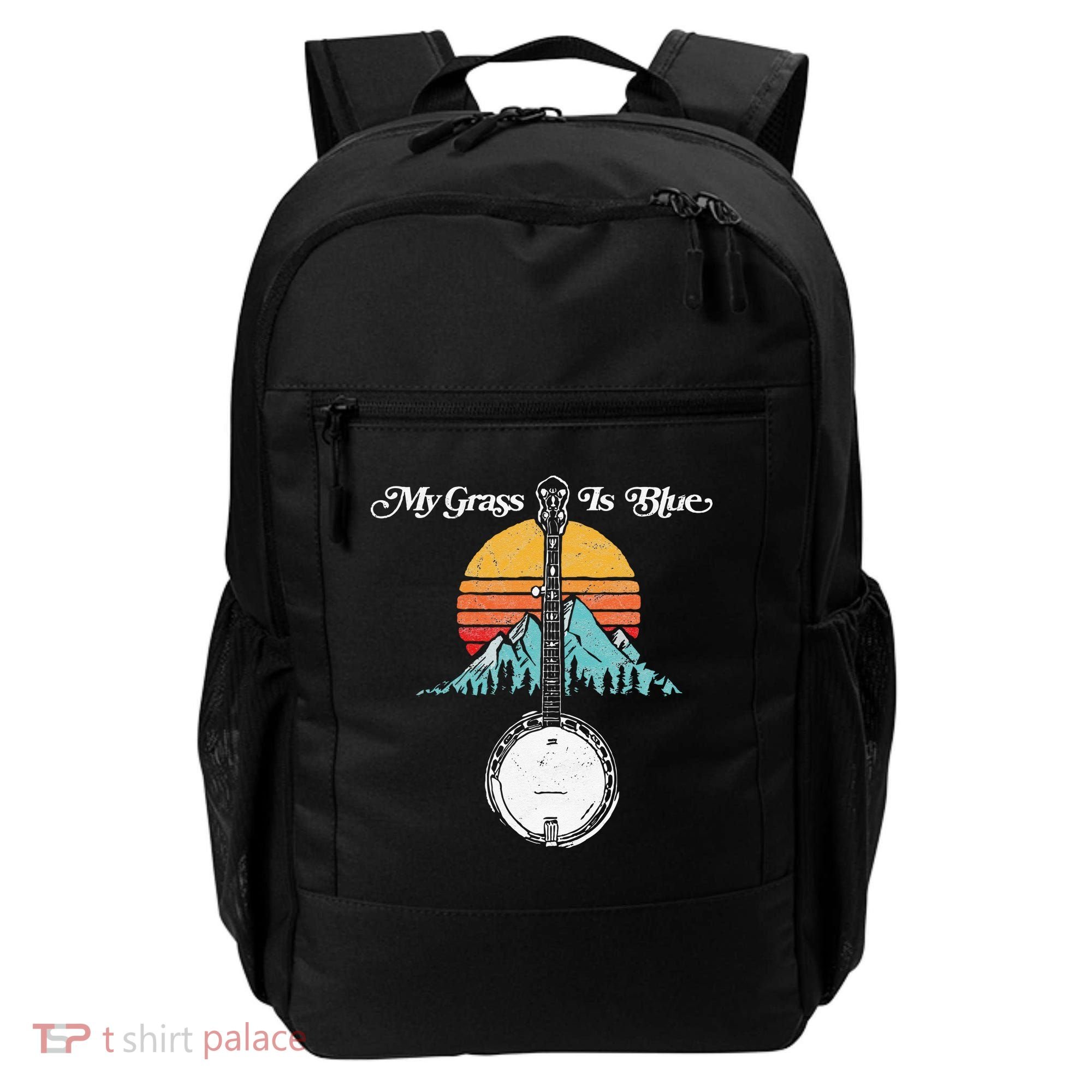 My Grass Is Blue Retro Rocky Mountain Banjo Bluegrass Backpack