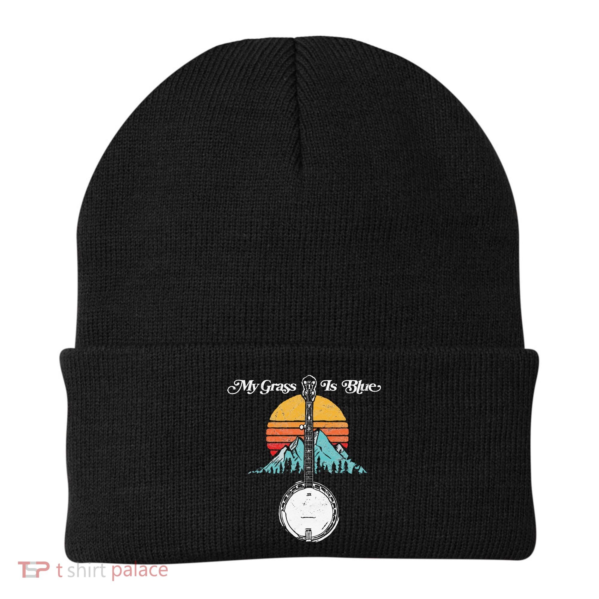 My Grass Is Blue Retro Rocky Mountain Banjo Bluegrass Beanie