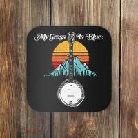 My Grass Is Blue Retro Rocky Mountain Banjo Bluegrass Coaster thumb 0