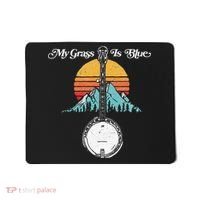 My Grass Is Blue Retro Rocky Mountain Banjo Bluegrass Mousepad thumb 0