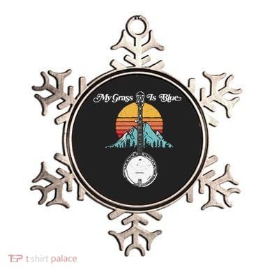My Grass Is Blue Retro Rocky Mountain Banjo Bluegrass Ornament