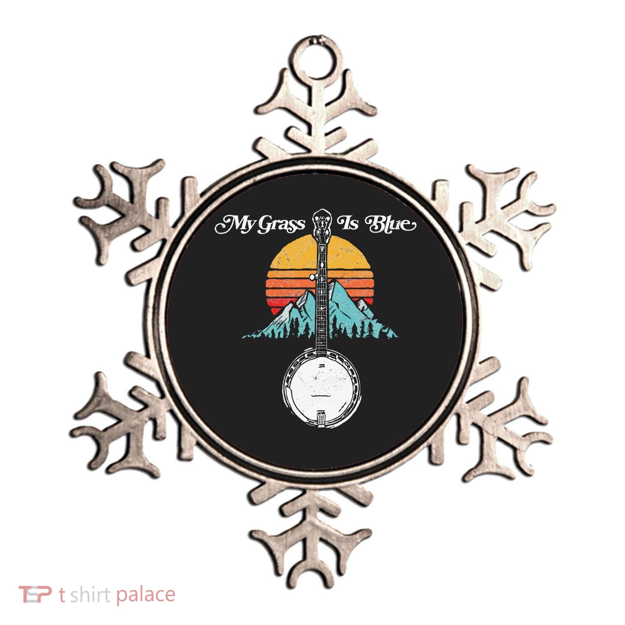 My Grass Is Blue Retro Rocky Mountain Banjo Bluegrass Ornament