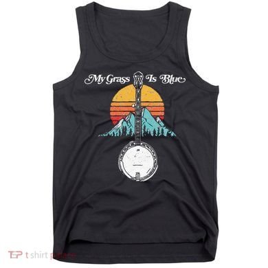 My Grass Is Blue Retro Rocky Mountain Banjo Bluegrass Tank Top