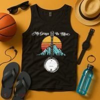 My Grass Is Blue Retro Rocky Mountain Banjo Bluegrass Tank Top thumb 4