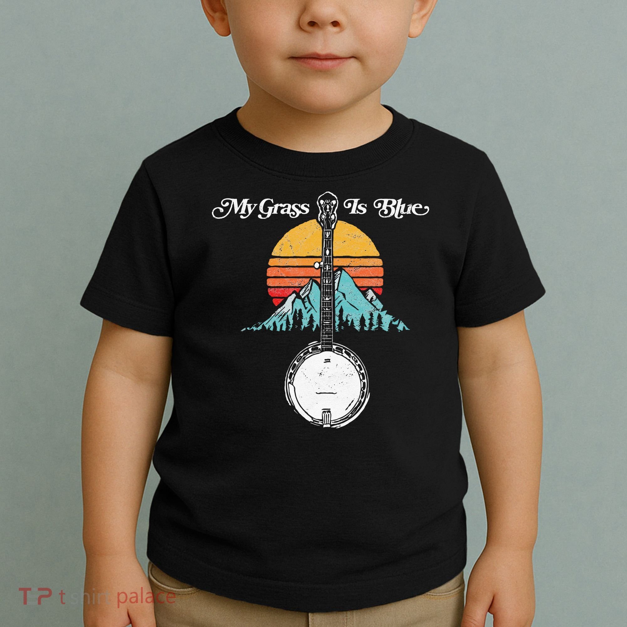 My Grass Is Blue Retro Rocky Mountain Banjo Bluegrass Toddler T-Shirt