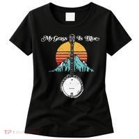 My Grass Is Blue Retro Rocky Mountain Banjo Bluegrass Women's T-Shirt thumb 0
