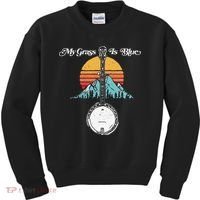 My Grass Is Blue Retro Rocky Mountain Banjo Bluegrass Kids Sweatshirt thumb 0