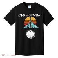 My Grass Is Blue Retro Rocky Mountain Banjo Bluegrass Kids T-Shirt thumb 0