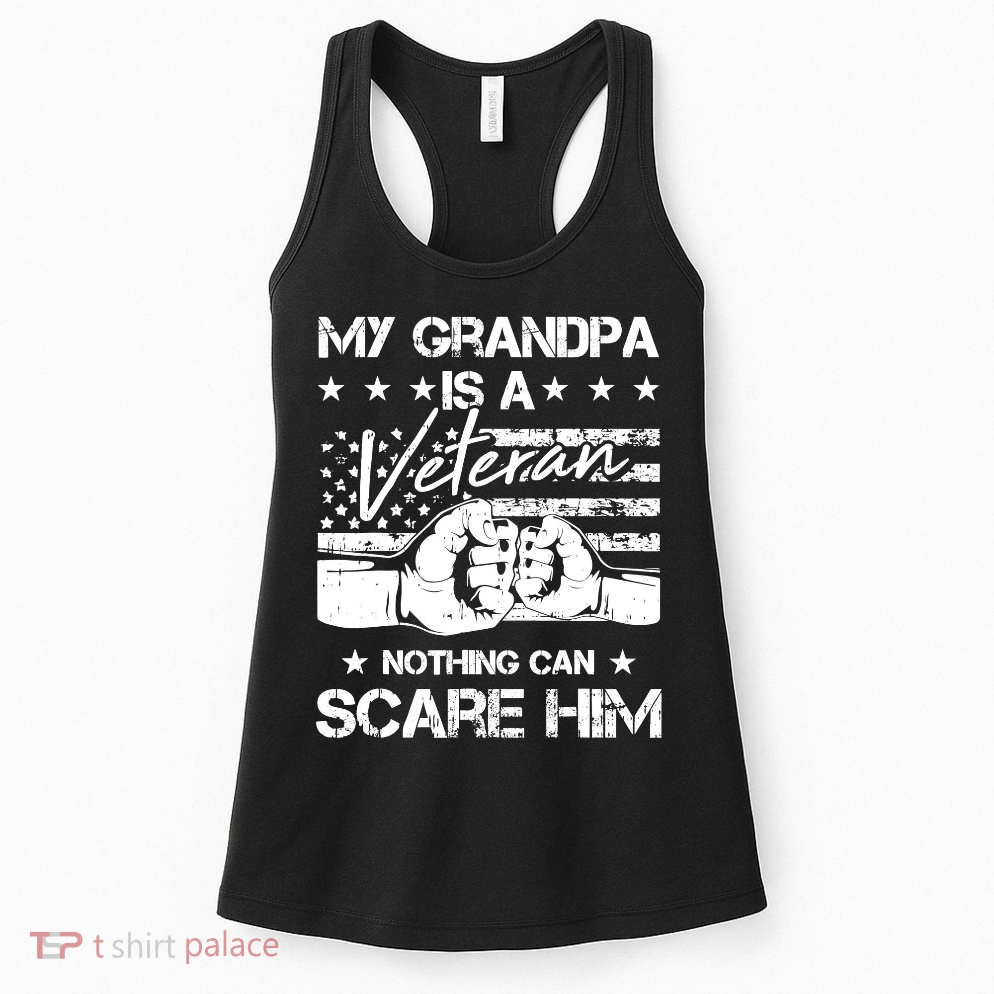 My Grandpa Is A Veteran American Flag Cool Patriotic Gifts Women's Tank Top