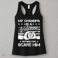 My Grandpa Is A Veteran American Flag Cool Patriotic Gifts Women's Tank Top thumb 3