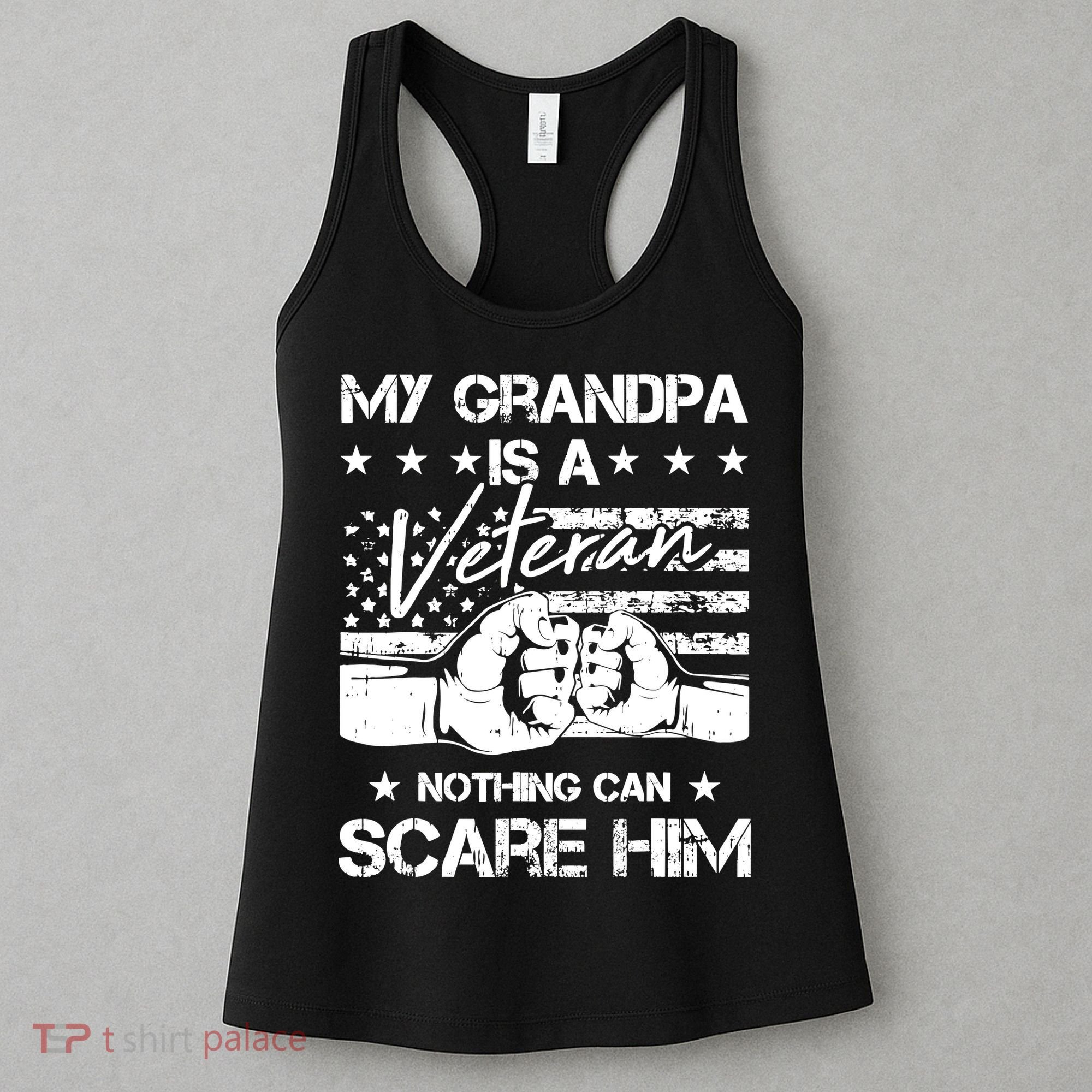 My Grandpa Is A Veteran American Flag Cool Patriotic Gifts Women's Tank Top