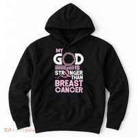 My God Is Stronger Than Breast Cancer Awareness Christian Hoodie thumb 0