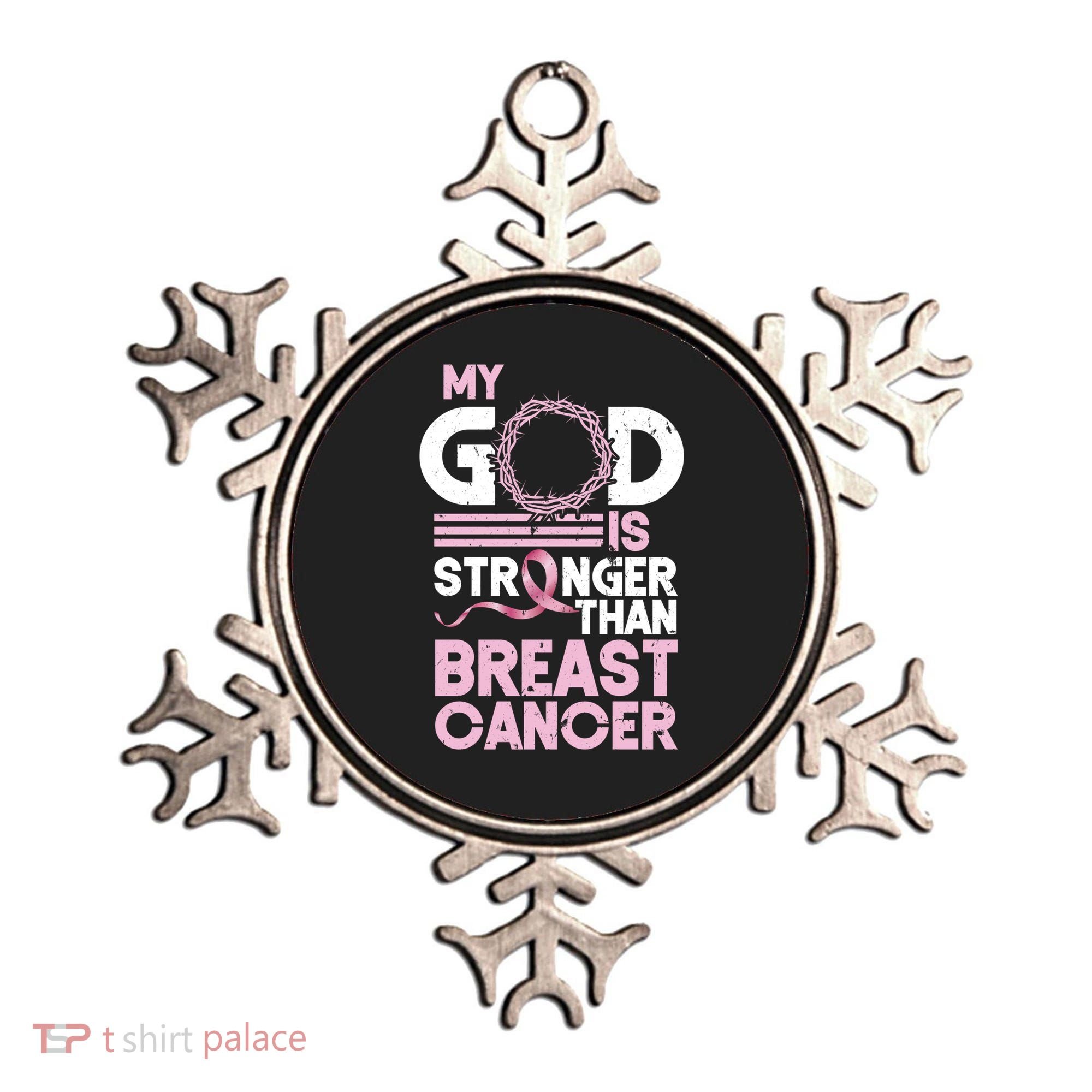 My God Is Stronger Than Breast Cancer Awareness Christian Ornament