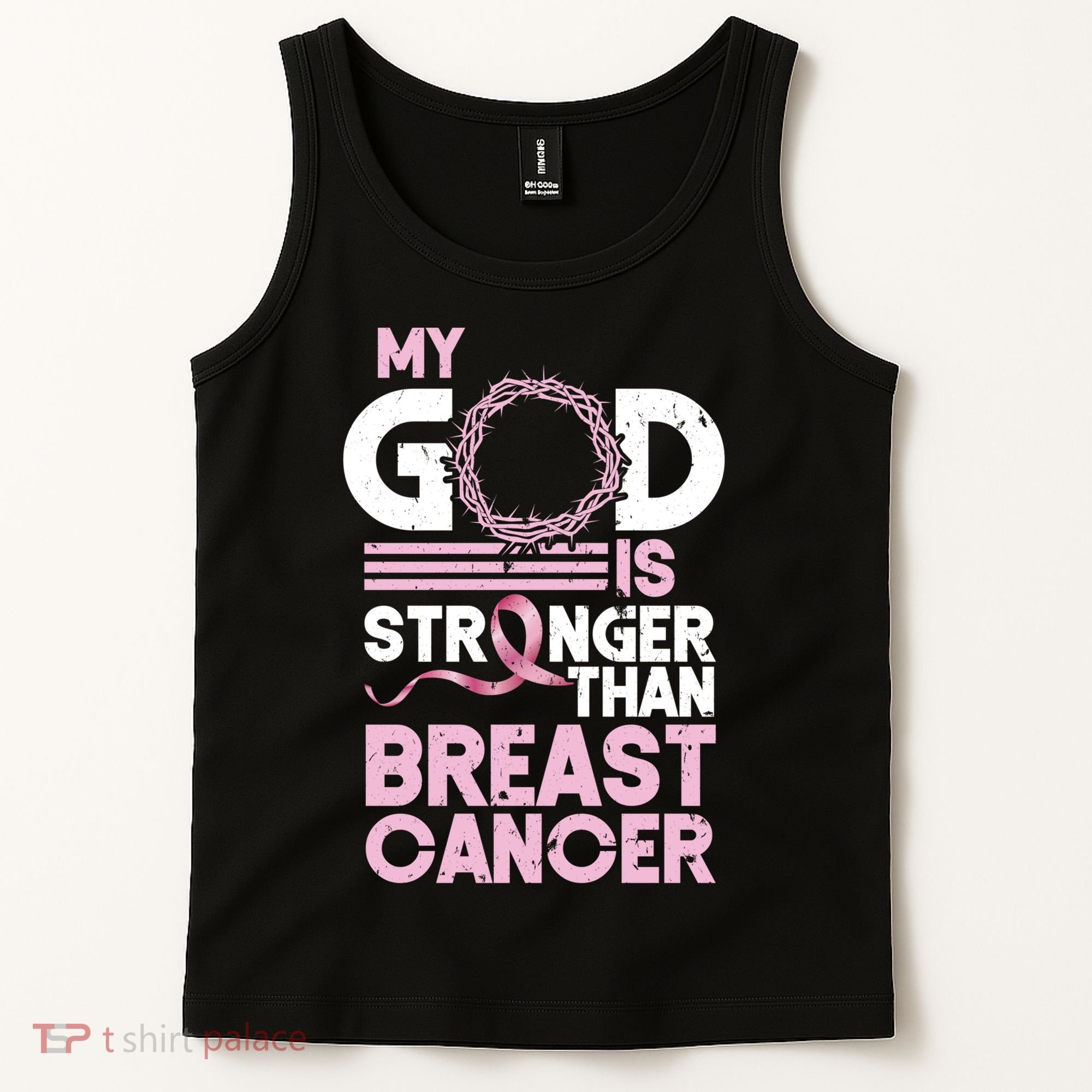 My God Is Stronger Than Breast Cancer Awareness Christian Tank Top