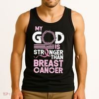 My God Is Stronger Than Breast Cancer Awareness Christian Tank Top thumb 3