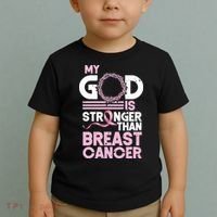 My God Is Stronger Than Breast Cancer Awareness Christian Toddler T-Shirt thumb 2