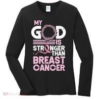 My God Is Stronger Than Breast Cancer Awareness Christian Women's Long Sleeve Shirt thumb 0