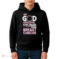My God Is Stronger Than Breast Cancer Awareness Christian Kids Hoodie thumb 4