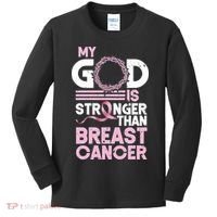 My God Is Stronger Than Breast Cancer Awareness Christian Kids Long Sleeve Shirt thumb 0