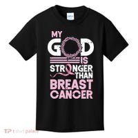 My God Is Stronger Than Breast Cancer Awareness Christian Kids T-Shirt thumb 0