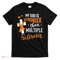 My God is Stronger Than Multiple Sclerosis Warrior Fighter T-Shirt thumb 0