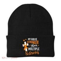 My God is Stronger Than Multiple Sclerosis Warrior Fighter Beanie thumb 0