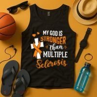 My God is Stronger Than Multiple Sclerosis Warrior Fighter Tank Top thumb 4