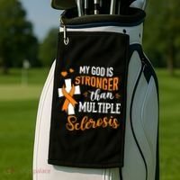 My God is Stronger Than Multiple Sclerosis Warrior Fighter Golf Towel thumb 2