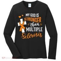 My God is Stronger Than Multiple Sclerosis Warrior Fighter Women's Long Sleeve Shirt thumb 0