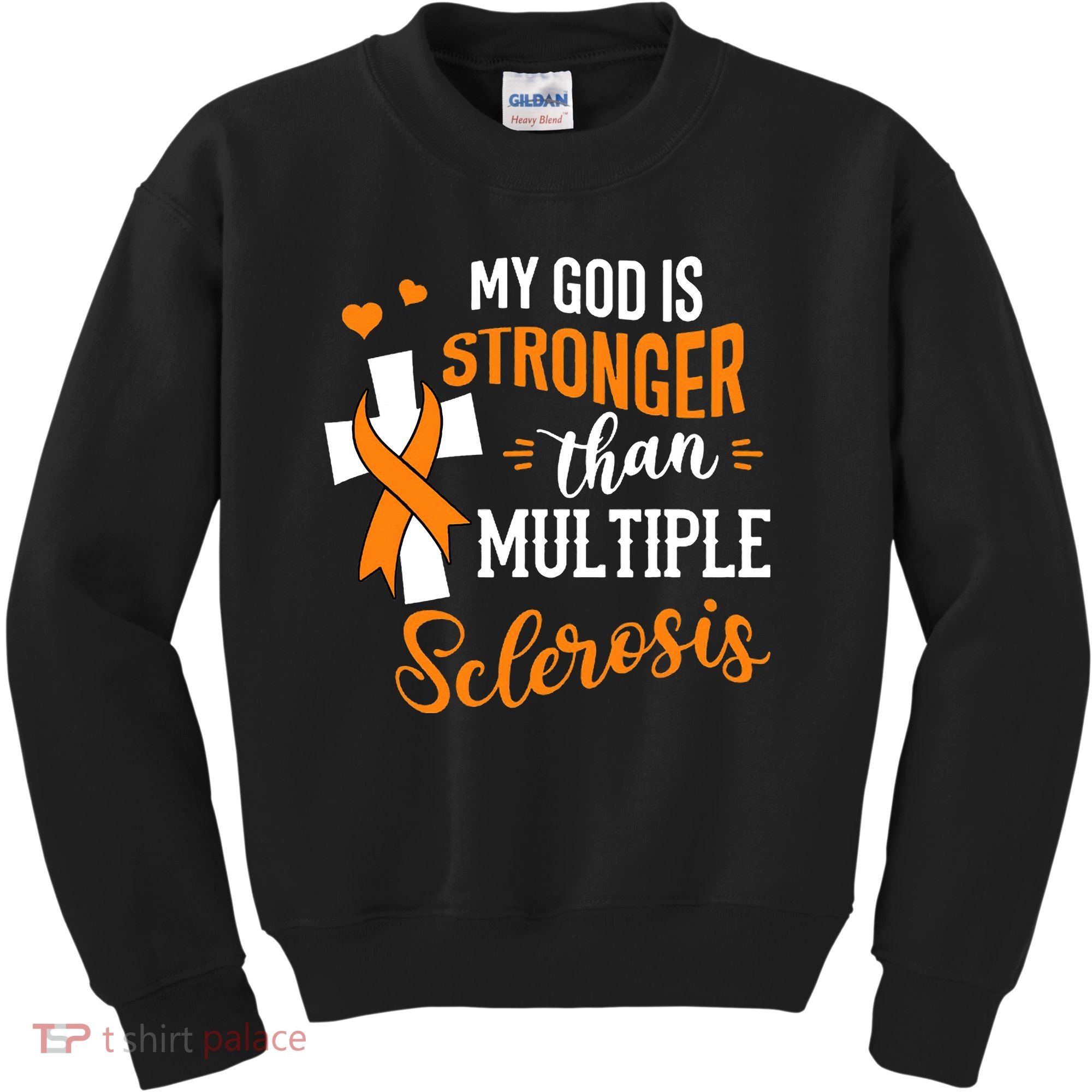 My God is Stronger Than Multiple Sclerosis Warrior Fighter Kids Sweatshirt