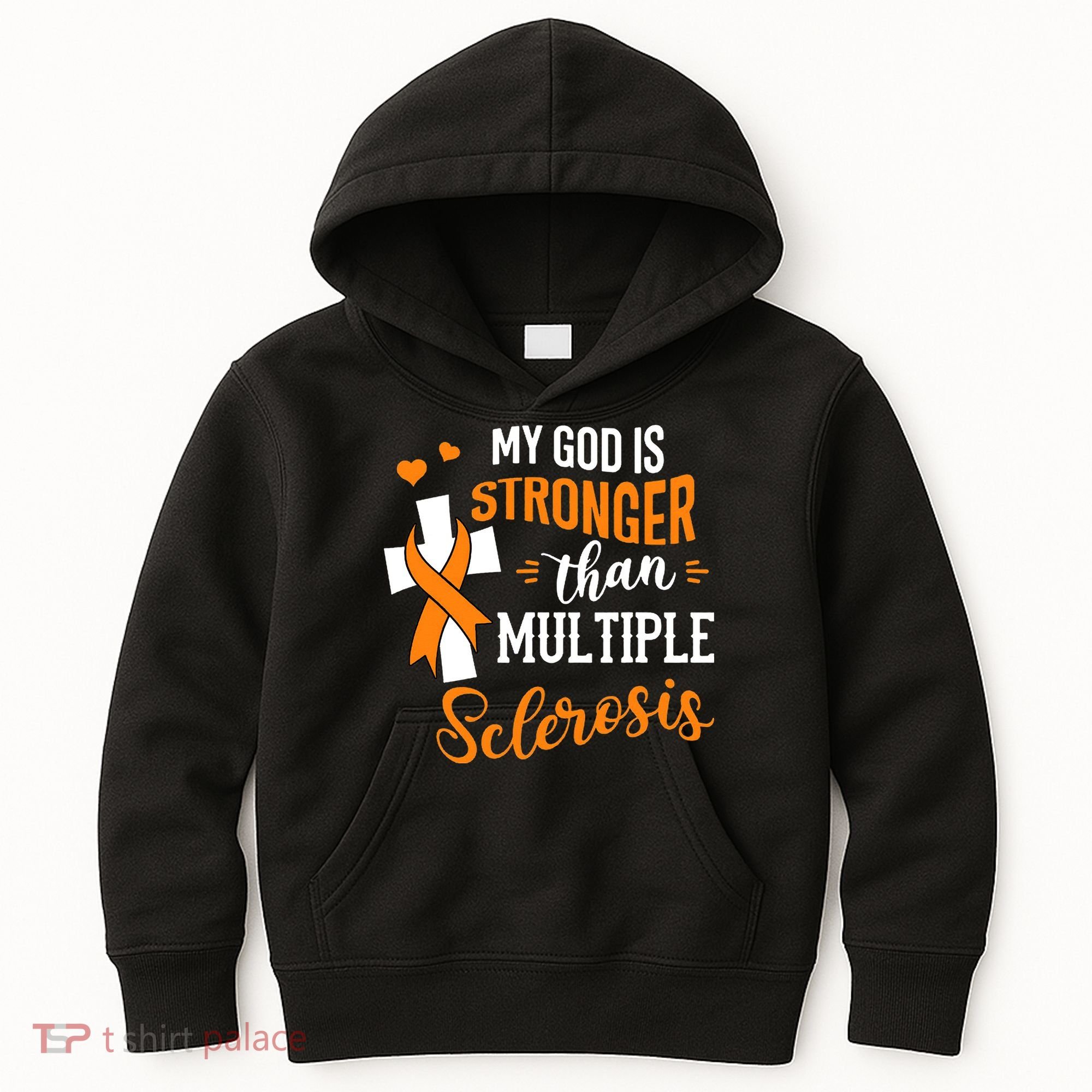 My God is Stronger Than Multiple Sclerosis Warrior Fighter Kids Hoodie