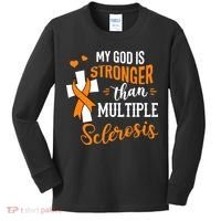 My God is Stronger Than Multiple Sclerosis Warrior Fighter Kids Long Sleeve Shirt thumb 0