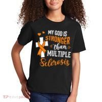 My God is Stronger Than Multiple Sclerosis Warrior Fighter Kids T-Shirt thumb 2