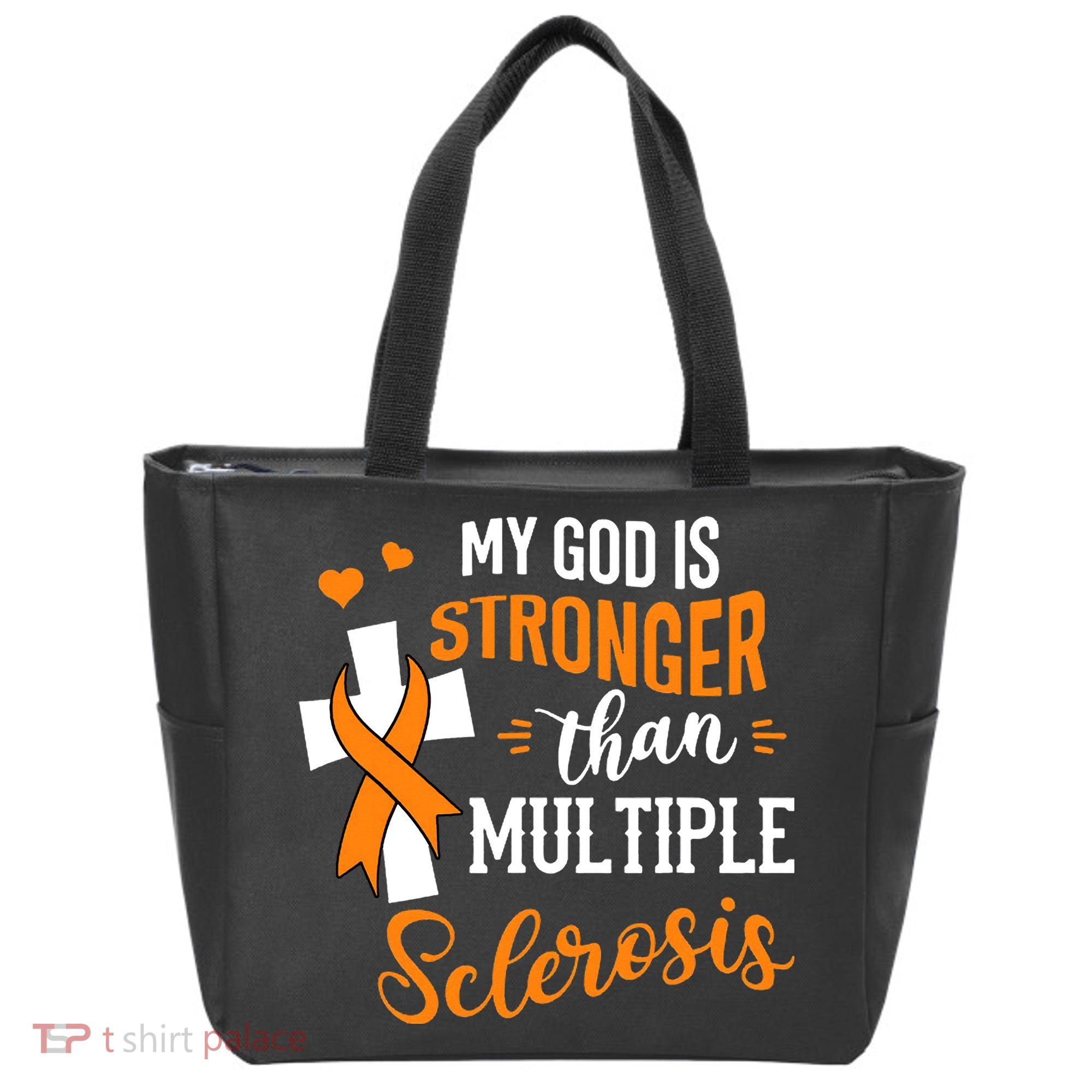 My God is Stronger Than Multiple Sclerosis Warrior Fighter Tote Bag