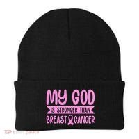 My God Is Stronger Than Breast Cancer Beanie thumb 0