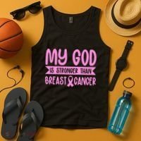 My God Is Stronger Than Breast Cancer Tank Top thumb 4