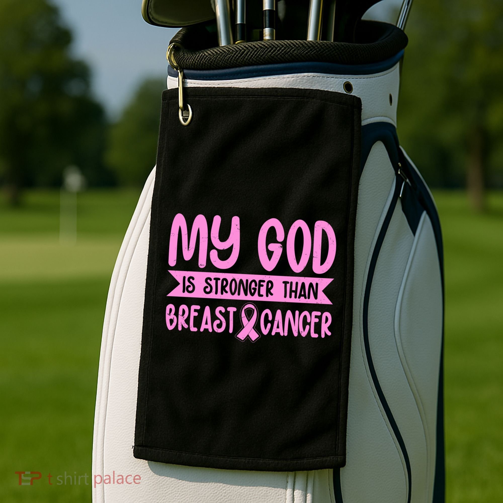 My God Is Stronger Than Breast Cancer Golf Towel