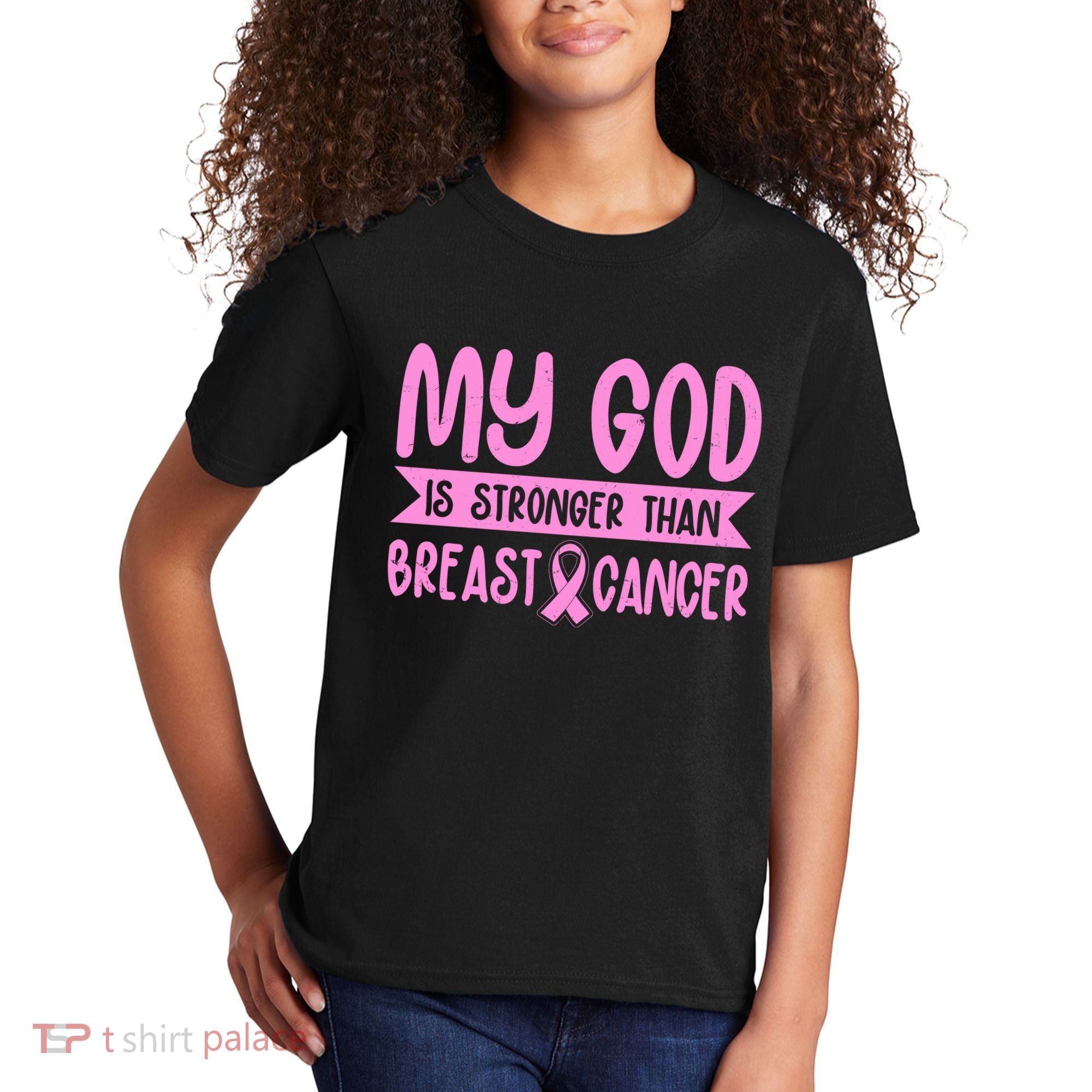 My God Is Stronger Than Breast Cancer Kids T-Shirt