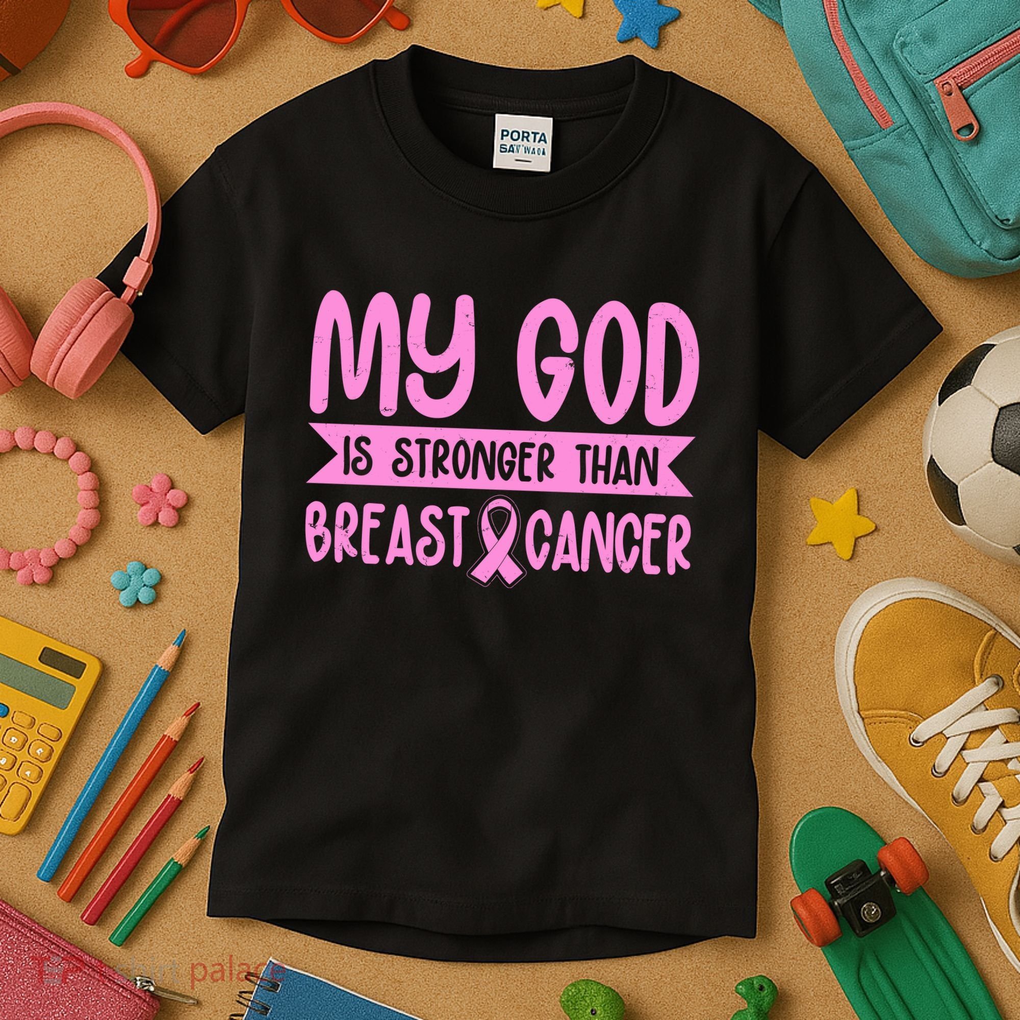 My God Is Stronger Than Breast Cancer Kids T-Shirt